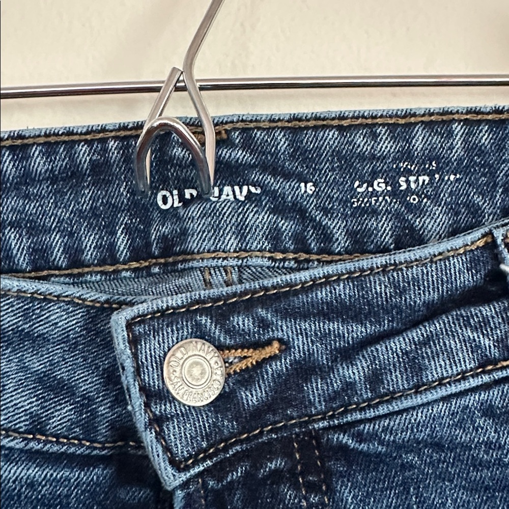 Old Navy Dark Blue Distressed Ankle Jeans - Picture 2 of 4